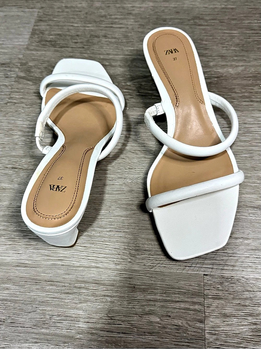Zara Tubular Strappy Heeled Sandals White EU 37